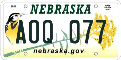 NE license plate AOQ077