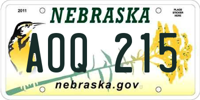 NE license plate AOQ215