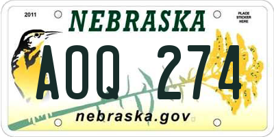 NE license plate AOQ274