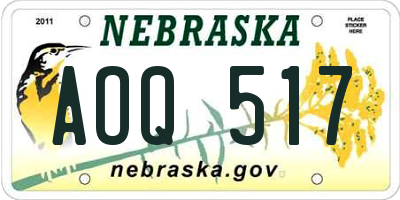 NE license plate AOQ517