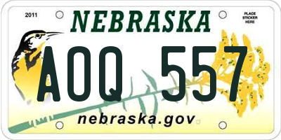 NE license plate AOQ557