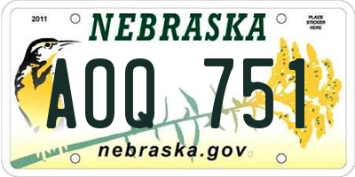 NE license plate AOQ751