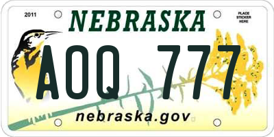 NE license plate AOQ777