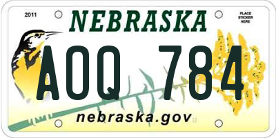 NE license plate AOQ784