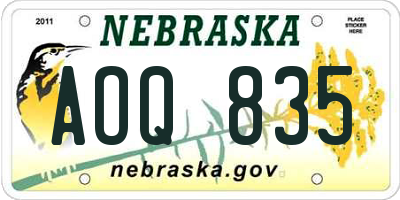 NE license plate AOQ835