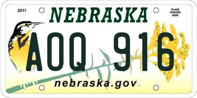 NE license plate AOQ916