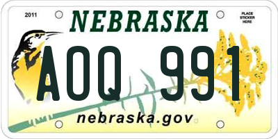 NE license plate AOQ991