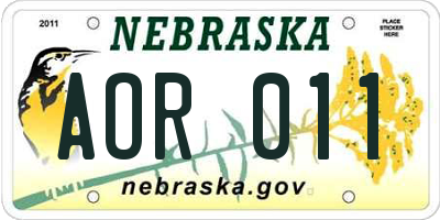 NE license plate AOR011
