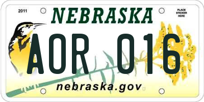 NE license plate AOR016