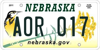 NE license plate AOR017