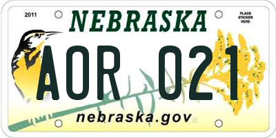 NE license plate AOR021