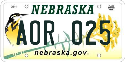 NE license plate AOR025