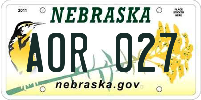 NE license plate AOR027