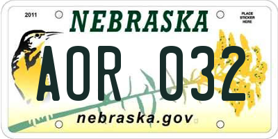 NE license plate AOR032