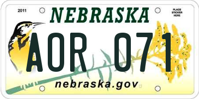 NE license plate AOR071