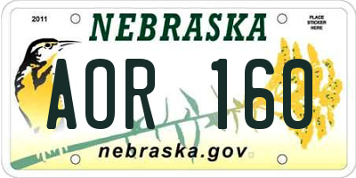 NE license plate AOR160