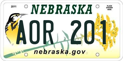 NE license plate AOR201