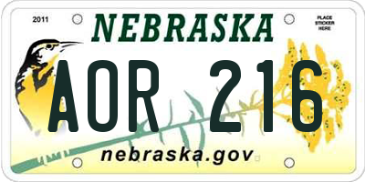 NE license plate AOR216