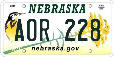 NE license plate AOR228