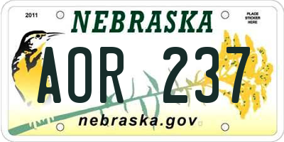 NE license plate AOR237