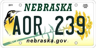 NE license plate AOR239