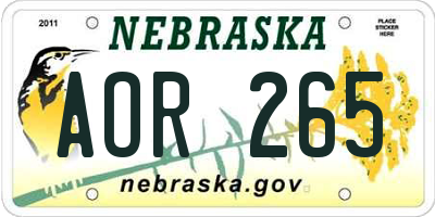 NE license plate AOR265