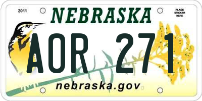 NE license plate AOR271