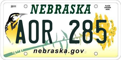 NE license plate AOR285