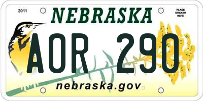 NE license plate AOR290