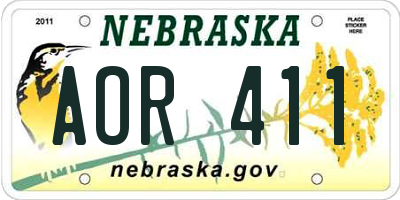 NE license plate AOR411