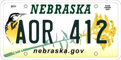 NE license plate AOR412