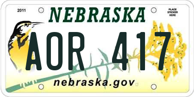 NE license plate AOR417