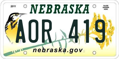 NE license plate AOR419