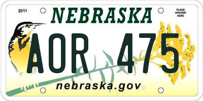 NE license plate AOR475