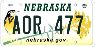 NE license plate AOR477