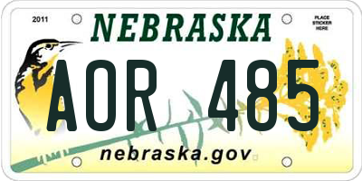 NE license plate AOR485