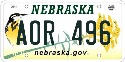NE license plate AOR496
