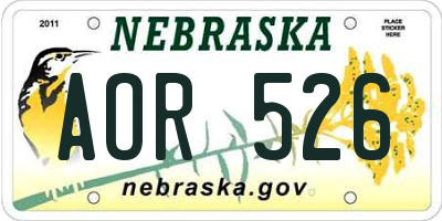 NE license plate AOR526