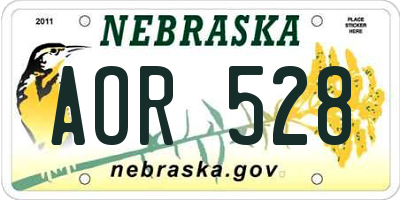 NE license plate AOR528