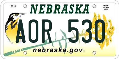 NE license plate AOR530