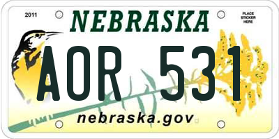 NE license plate AOR531