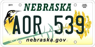 NE license plate AOR539