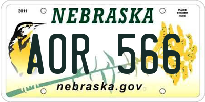 NE license plate AOR566