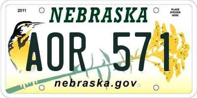 NE license plate AOR571