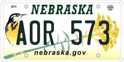 NE license plate AOR573