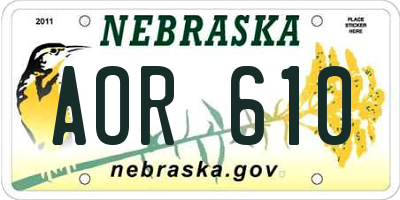 NE license plate AOR610