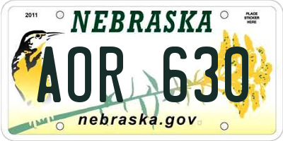NE license plate AOR630