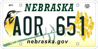 NE license plate AOR651