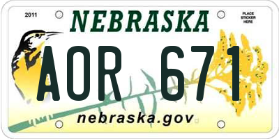 NE license plate AOR671