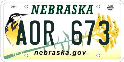 NE license plate AOR673